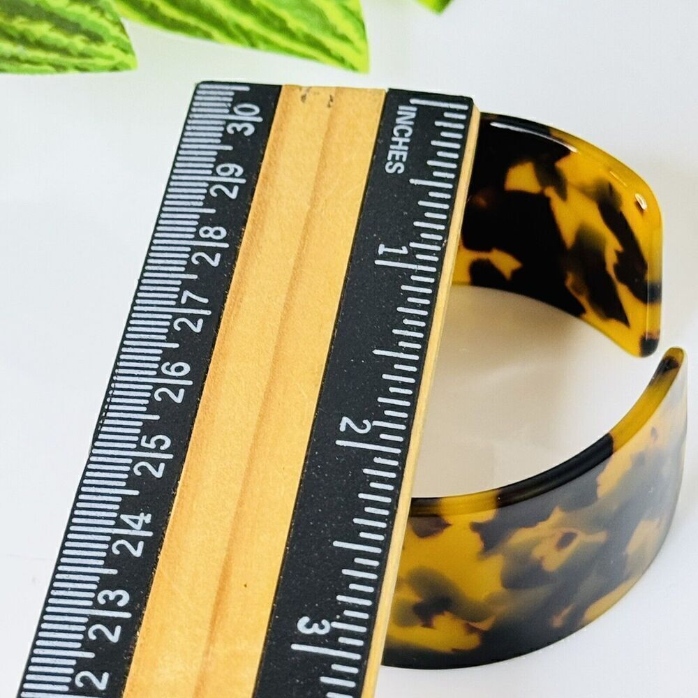 Vintage Thermoset Faux Tortoise Shell Wide Plastic Open Cuff Bracelet Small - Picture 5 of 6